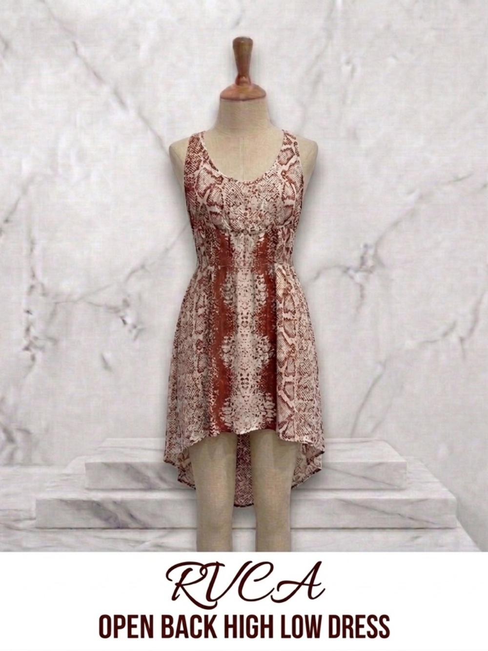 RVCA Red and White Backless Dress